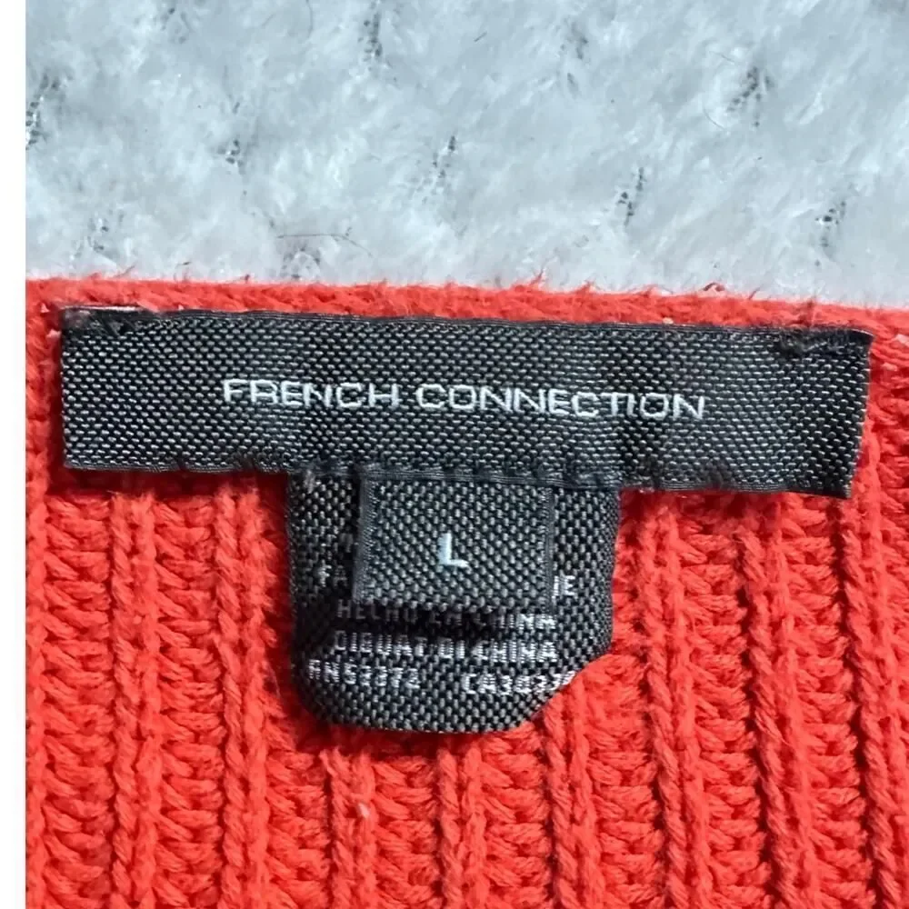French Connection Millie Mozart Ribbed Sweater Women's Large‎ Orange Cotton